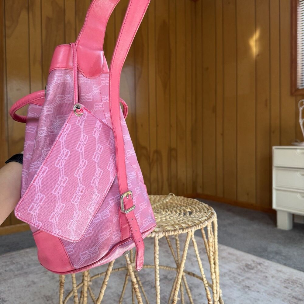 BALENCIAGA 90’s Vintage Bucket Bag Pink Leather Handbag Shoulder Bag Backpack - Picture 14 of 16